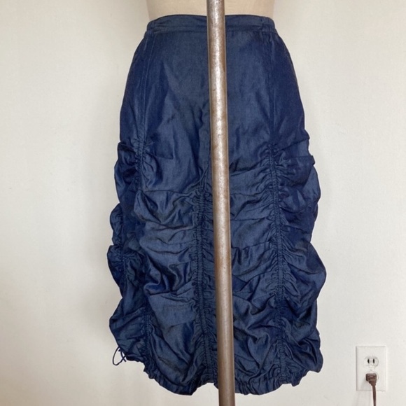 Hanna for La Journee ruched denim skirt, marked Hanna size 0, fits like S - Picture 5 of 8